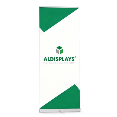 Bannerdisplay RollUp - EVO85 Sichtformat: 850 x 2.200 mm Verchromte Seiten und Standfuß, Teleskopstange, - Roll_up EVO 850 Bannerdisplay RollUp - EVO85 Sichtformat: 850 x 2.200 mm Verchromte Seiten und Standfuß, Teleskopstange, - Roll_up EVO 850