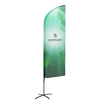 BeachFlag "Wing-Form" Gr. L beidseitig Bst. aus Alu-Mast-System und Transportbeutel 4/4c Digitaldruck blickdichtes PES (B1) - Beachflag Wing-Form L