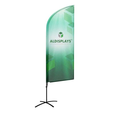 BeachFlag "Wing-Form" Gr. M beidseitig Bst. aus Alu-Mast-System und Transportbeutel 4/4c Digitaldruck blickdichtes PES (B1) - Beachflag Wing-Form M