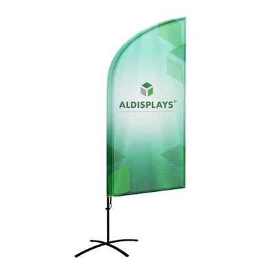 BeachFlag "Wing-Form" Gr. S einseitig Bst. aus Alu-Mast-System und Transportbeutel 4/0c Digitaldruck Fahnenstoff (B1) - Beachflag Wing-Form S