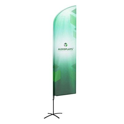 BeachFlag "Wing-Form" Gr. XL einseitig Bst. aus Alu-Mast-System und Transportbeutel 4/0c Digitaldruck Fahnenstoff (B1) - Beachflag Wing-Form XL