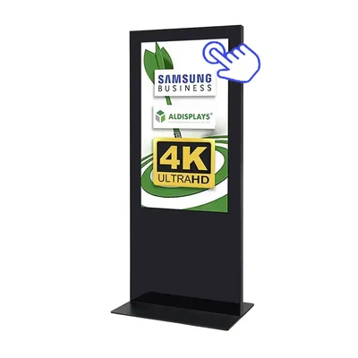 Digital Signage Digitale Info-Stele SLIM Touch für den Inneneinsatz - Größe: 55 Zoll - 4K UHD Farbe: komplett schwarz - Digitale Infostele 55 Zoll schwarz_touch.webp