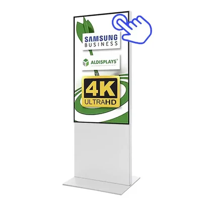 Digital Signage Digitale Info-Stele TrendLineTOUCH für den Inneneinsatz - Größe: 55 Zoll - 4K UHD Farbe: weiss - mit Touchfunktion mit 8ms Latenz - Digitale Infostele TRENDLINE Touch ws Ansicht.webp