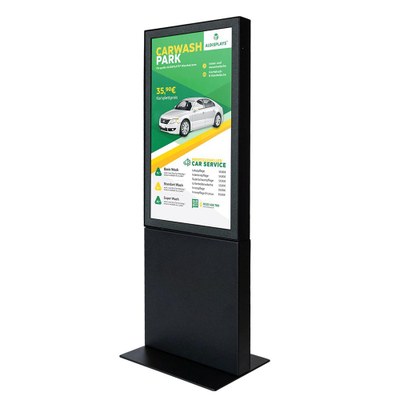 Digital Signage Digitales Thekendisplay TrendLine HOCH / Inneneinsatz - Größe: 13 Zoll - Full HD Farbe: schwarz - TRENDLINE Theken Display Hoch Seite links schwarz