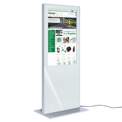 Digitale Info-Stele SLIM für den Inneneinsatz - Größe: 55 Zoll Farbe: weiss - Digitale Infostele SLIM einseitig 55 Zoll weiß Digitale Info-Stele SLIM für den Inneneinsatz - Größe: 55 Zoll Farbe: weiss - Digitale Infostele SLIM einseitig 55 Zoll weiß