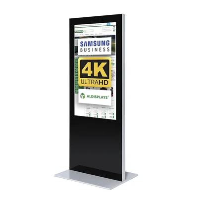 Digital Signage Digitale Info-Stele SLIM für den Inneneinsatz - Größe: 55 Zoll - 4K UHD Farbe: Silber + Schwarz - Digitale Infostele SLIM 55 Zoll swz-silber.webp