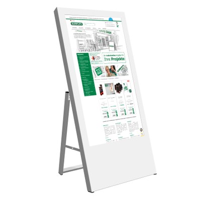 Digitaler Kundenstopper für den Inneneinsatz - Größe: 43 Zoll Ausführung: weiss - einseitig - Digitaler Kundenstopper 43 Zoll weiss Digitaler Kundenstopper für den Inneneinsatz - Größe: 43 Zoll Ausführung: weiss - einseitig - Digitaler Kundenstopper 43 Zoll weiss
