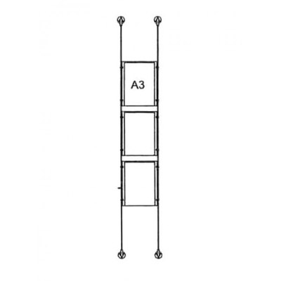 Drahtseilsystem Acryl Boden/Decke zum Verspannen zwischen Boden und Decke DIN A3 (297x420 mm) - da-bd-3xa3 - drahtseilsystem 3x din a3 hochformat 1 Drahtseilsystem Acryl Boden/Decke zum Verspannen zwischen Boden und Decke DIN A3 (297x420 mm) - da-bd-3xa3 - drahtseilsystem 3x din a3 hochformat 1