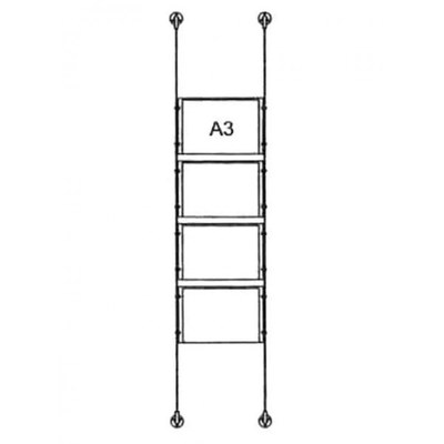 Drahtseilsystem Acryl Boden/Decke zum Verspannen zwischen Boden und Decke DIN A3 (297x420 mm) - da-bd-4xa3 - drahtseilsystem 4x din a3 querformat Drahtseilsystem Acryl Boden/Decke zum Verspannen zwischen Boden und Decke DIN A3 (297x420 mm) - da-bd-4xa3 - drahtseilsystem 4x din a3 querformat