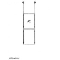 Drahtseilsystem Acryl Deckenabhängung zum Abhängen von der Decke Format: 2x A2 (420x594 mm) HOCHFORMAT - da-w-2xa2 - drahtseilsystem 2x din a2 hochformat decke