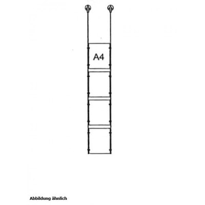 Drahtseilsystem Acryl Deckenabhängung zum Abhängen von der Decke DIN A4 (210x297 mm) - da-d-4xa4 - drahtseilsystem 4x din a4 hochformat decke Drahtseilsystem Acryl Deckenabhängung zum Abhängen von der Decke DIN A4 (210x297 mm) - da-d-4xa4 - drahtseilsystem 4x din a4 hochformat decke
