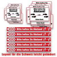 Großes Aufkleber-Set "Abstand halten" setweise verpackt, bestehend aus: 10x SK-Folie in DIN A3 - Andstand Aufkleber Set CH Großes Aufkleber-Set "Abstand halten" setweise verpackt, bestehend aus: 10x SK-Folie in DIN A3 - Andstand Aufkleber Set CH