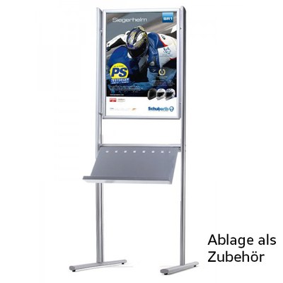 Infoständer ELLIPSE Kombi DIN A2, DOPPELSEITIG - OHNE Ablage inkl. Plakatrahmen DIN A2, Hochformat - Infost_nder-Ellipse-Kombi-A2_2 doppel mit