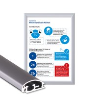 Klapprahmen mit Plakat Hygieneschutz Einlegeformat: DIN A4 (210x297 mm) Profil: 25mm Gehrung - Klapprahmen-25er-Profil Gehrung Hygiene-A4