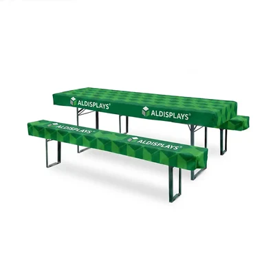 Bierbank + Biertisch Husse Set 200 cm best. aus 1x Husse für Tisch und 2x Husse Bank 4/0c Digitaldruck auf knitteramen PES (B1) - Bierbank + Biertisch Husse Set 200 cm.webp