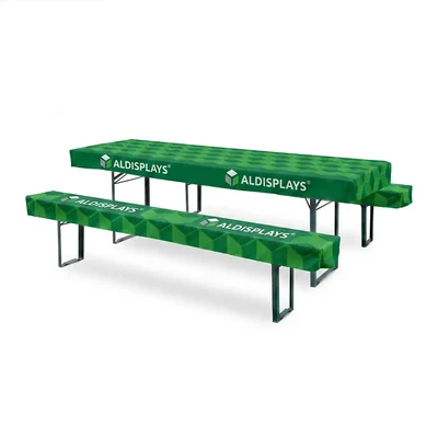 Bierbank + Biertisch Husse Set 220 cm best. aus 1x Husse für Tisch und 2x Husse Bank 4/0c Digitaldruck auf knitteramen PES (B1) - Bierbank + Biertisch Husse Set 220 cm.webp