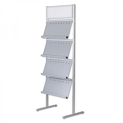 Prospektständer ELLIPSE Einseitig MIT Ablagen 4x3 - Farbe: silber-elox., mit Topschild - Ellipse-4x3-mit-KR-Topschild-einseitig 1 Prospektständer ELLIPSE Einseitig MIT Ablagen 4x3 - Farbe: silber-elox., mit Topschild - Ellipse-4x3-mit-KR-Topschild-einseitig 1
