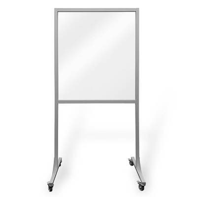 Schutzwand auf Rollen als Spuckschutz Bodenaufsteller in 80x160x50 cm (BxHxT) 2 T-Füsse aus Aluminiumprofil mit seitlicher - Schutzwand auf Rollen Frontal Schutzwand auf Rollen als Spuckschutz Bodenaufsteller in 80x160x50 cm (BxHxT) 2 T-Füsse aus Aluminiumprofil mit seitlicher - Schutzwand auf Rollen Frontal