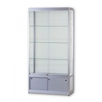 Vitrine Modell 6 - mit Unterschrank Masse: 1.000x400x2.000mm (BxTxH) Vitrinen-Korpus aus halbrunden Aluminium- - Vitrinen-Modell-6 Vitrine Modell 6 - mit Unterschrank Masse: 1.000x400x2.000mm (BxTxH) Vitrinen-Korpus aus halbrunden Aluminium- - Vitrinen-Modell-6